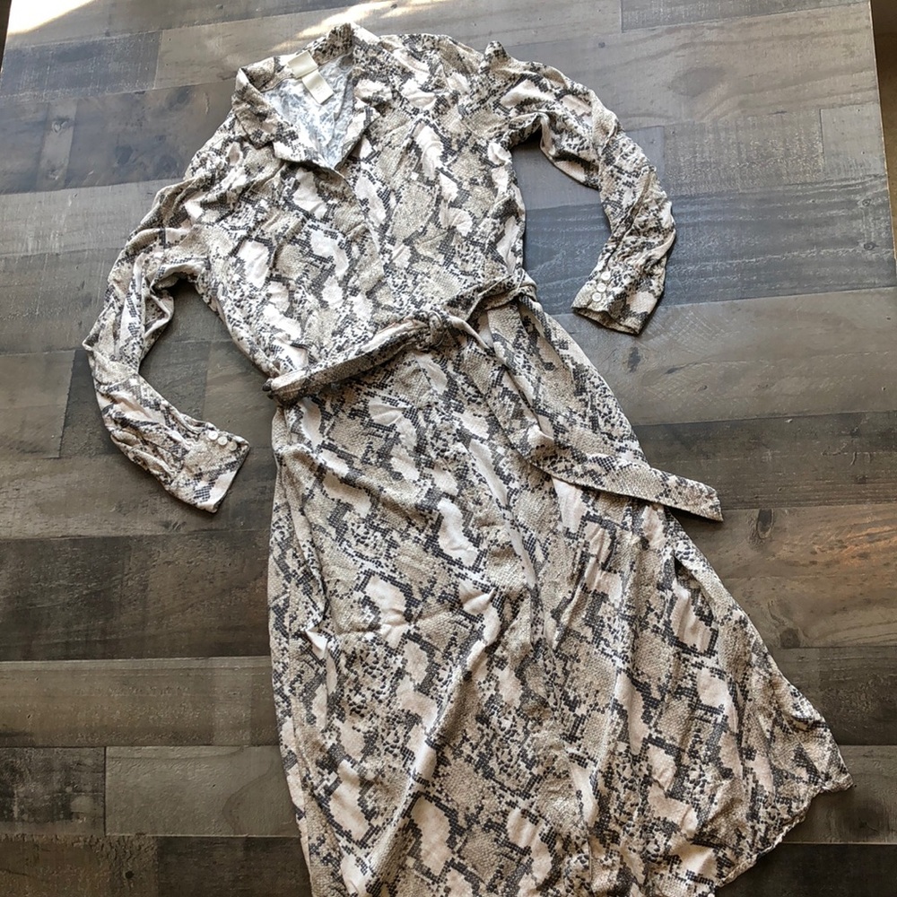 H&M snake print shirt dress